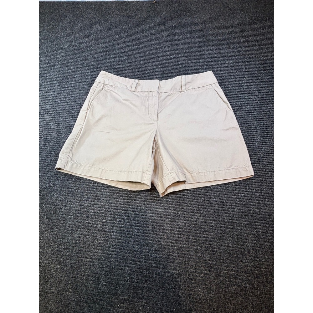 Ann Taylor LOFT Womens Khaki Chino Shorts Tan Cotton Size 6 Flat Front Casual